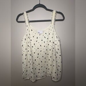 Women’s sleeveless tank cream color with black flowers Nordstrom rack